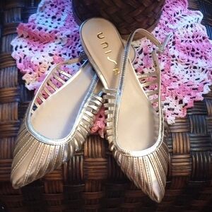 Unisa Gold Slingback Flats